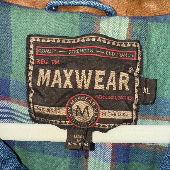 Vintage Maxwear Flannel Lined Denim Chore/Barn Jacket with Leather Collar M-XL - Picture 2 of 12